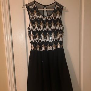 Black sequin, knee high formal dress